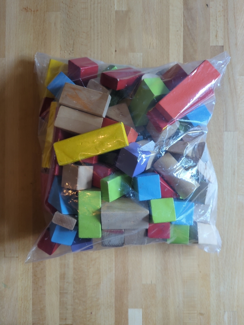 Vintage Wooden Building Blocks Colorful Montessori Preschool Toy Lot